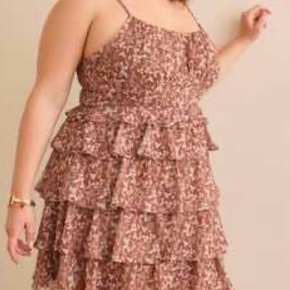 NWT Arula Brown, White, Pink Floral Print Dress XL - Picture 8 of 9